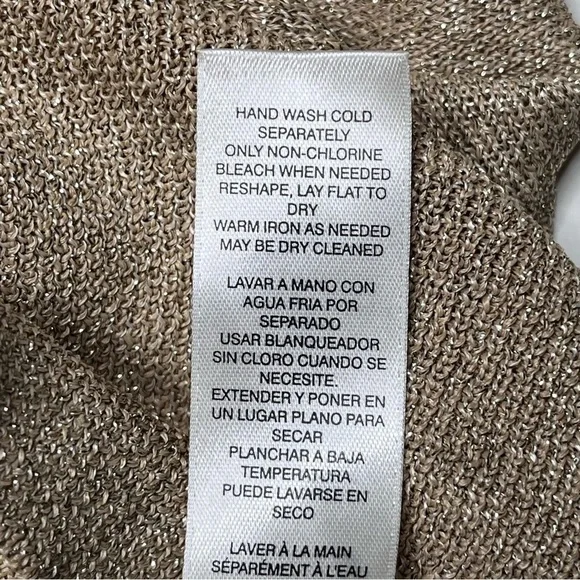 NWT Chicos Ceara Shine Pullover Gold Metallic Cowl Neck Sweater • Size M - Picture 9 of 11